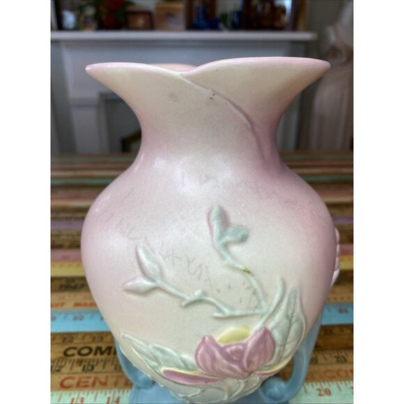 Vtg HULL ART POTTERY 8-1/2 MAGNOLIA Double Handle VASE NUMBER 2 Art Deco Nouveau - Picture 3 of 10